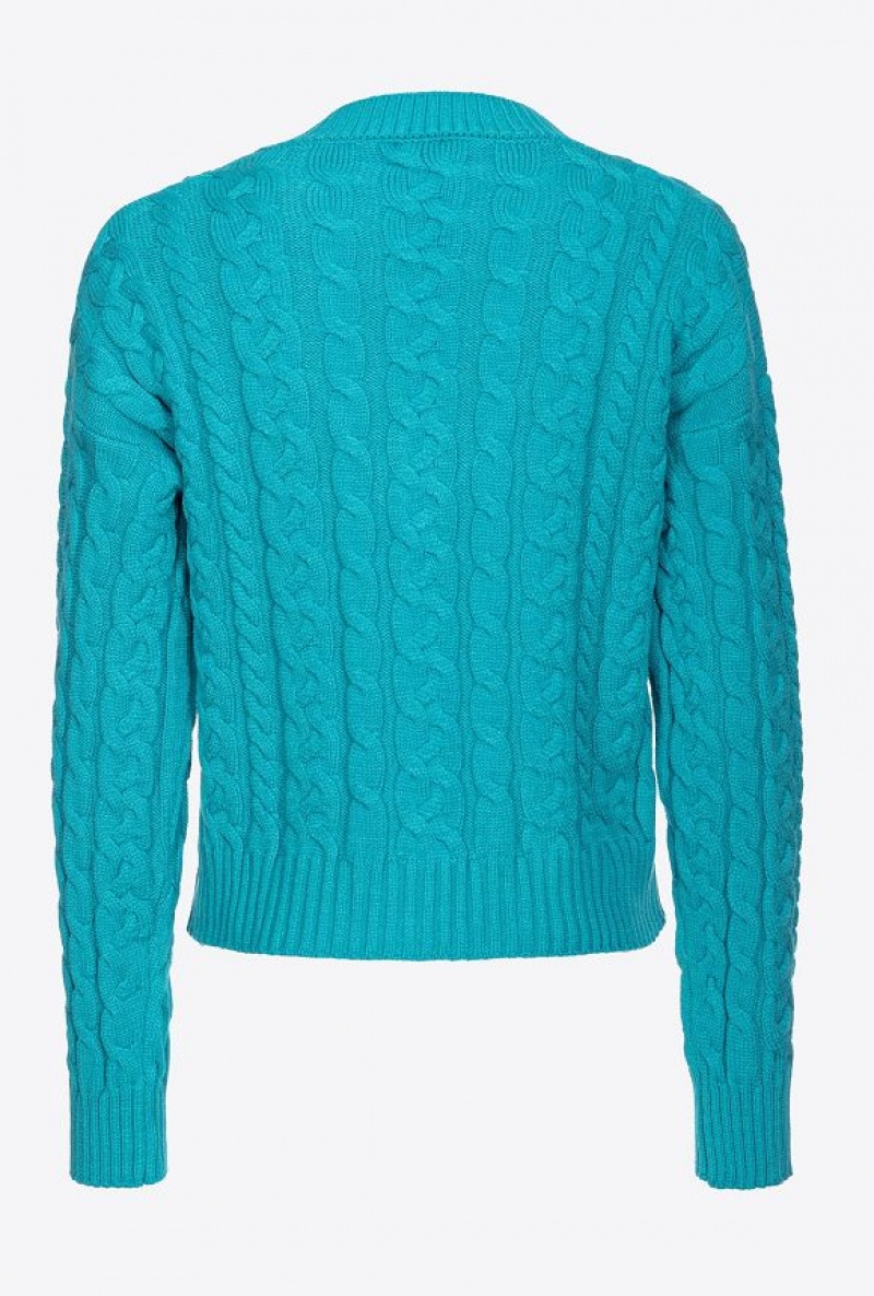 Pinko Cable-knit Svetrové Blankyt | SN-PKO33543