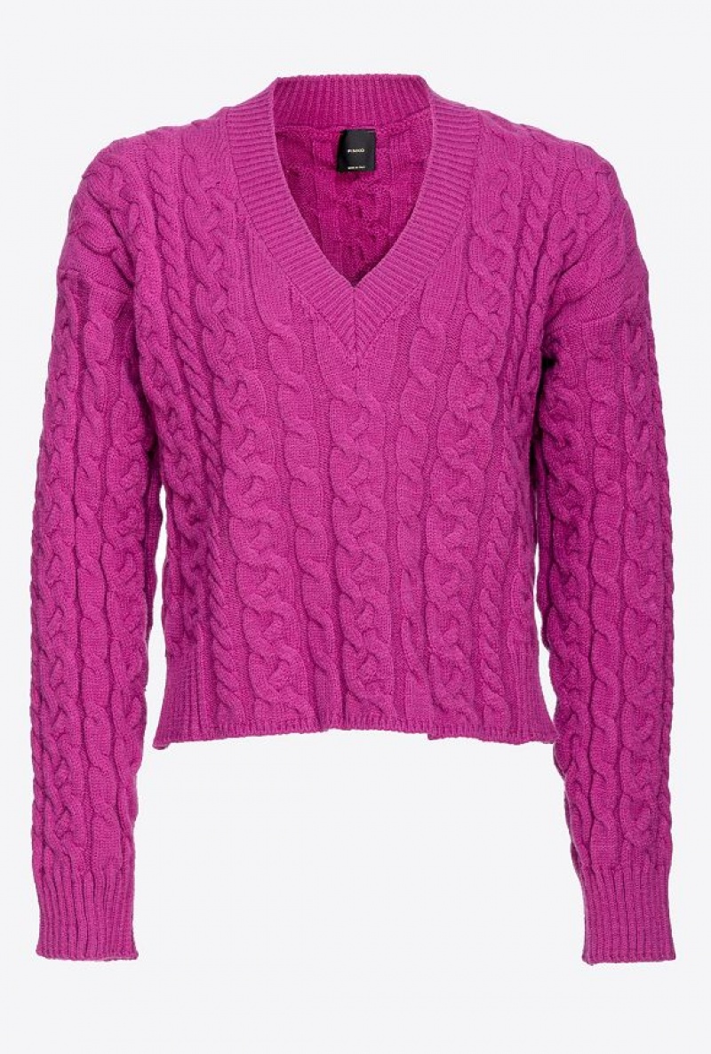 Pinko Cable-knit Svetrové Fialové | SN-PKO33500