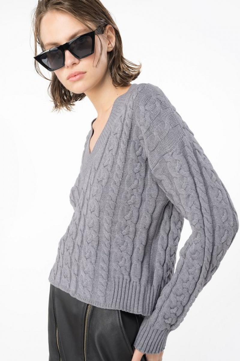 Pinko Cable-knit Svetrové Šedé | SN-PKO33533