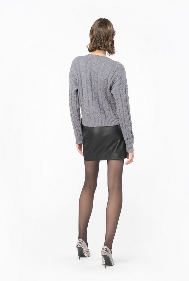 Pinko Cable-knit Svetrové Šedé | SN-PKO33533