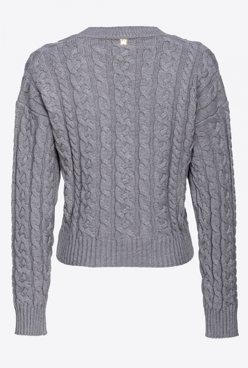 Pinko Cable-knit Svetrové Šedé | SN-PKO33533