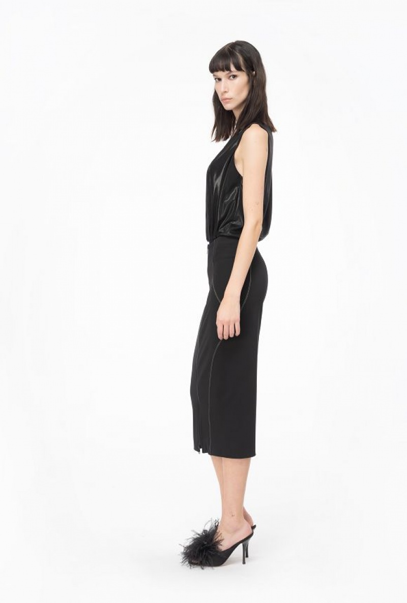 Pinko Calf-length Scuba Skirt Černé | SN-PKO34046