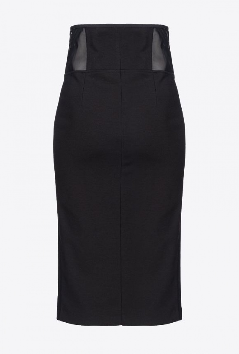 Pinko Calf-length Skirt With Pasem Inserts Černé | SN-PKO34052