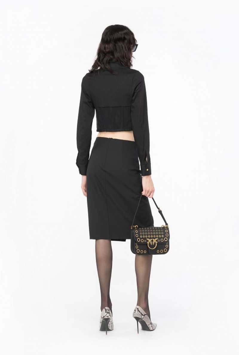 Pinko Calf-length Skirt With Piercing Přezkou Černé | SN-PKO34094