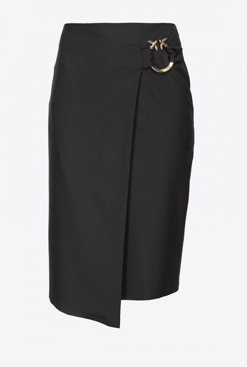 Pinko Calf-length Skirt With Piercing Přezkou Černé | SN-PKO34094