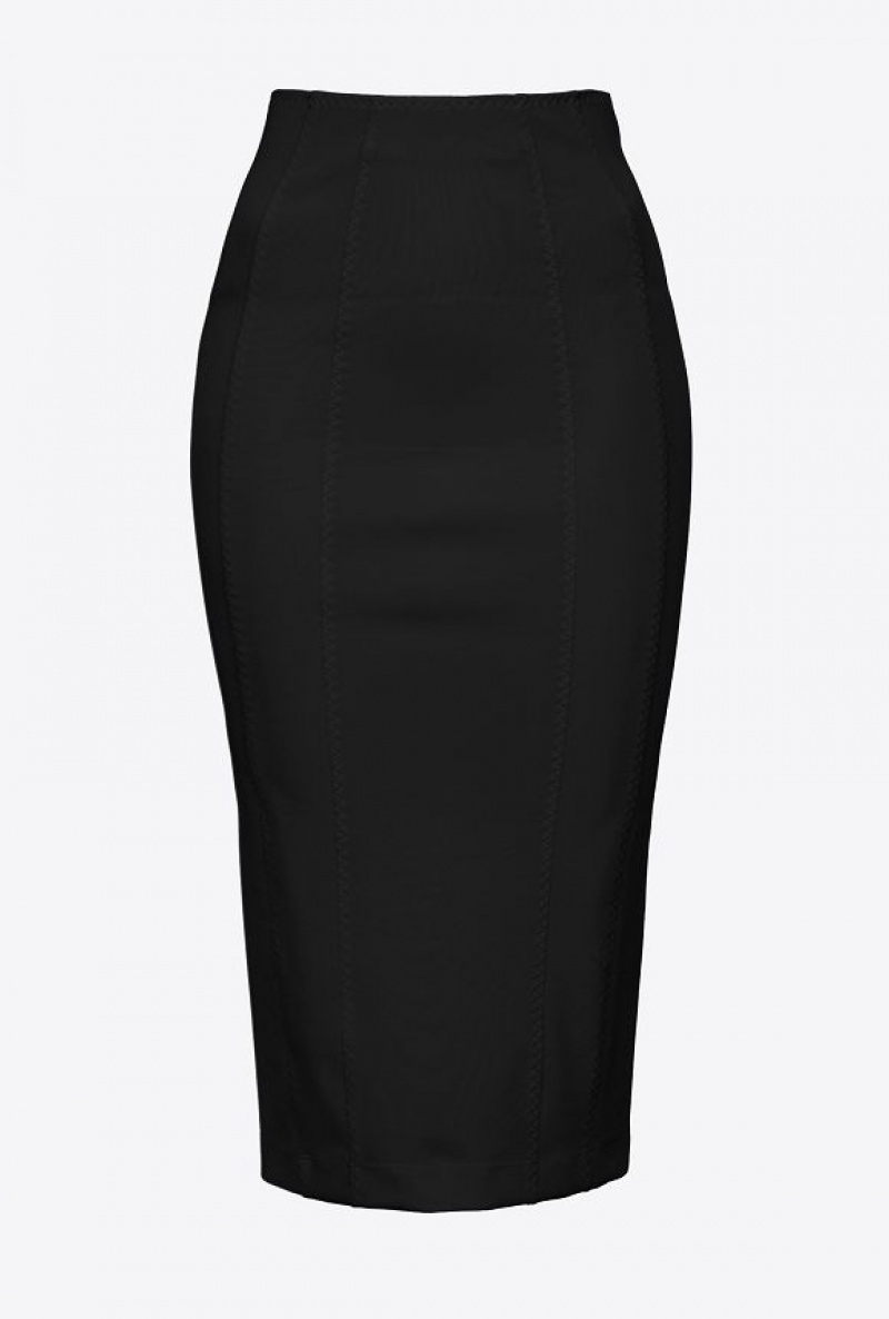 Pinko Calf-length Skirt With Slit Černé | SN-PKO34047