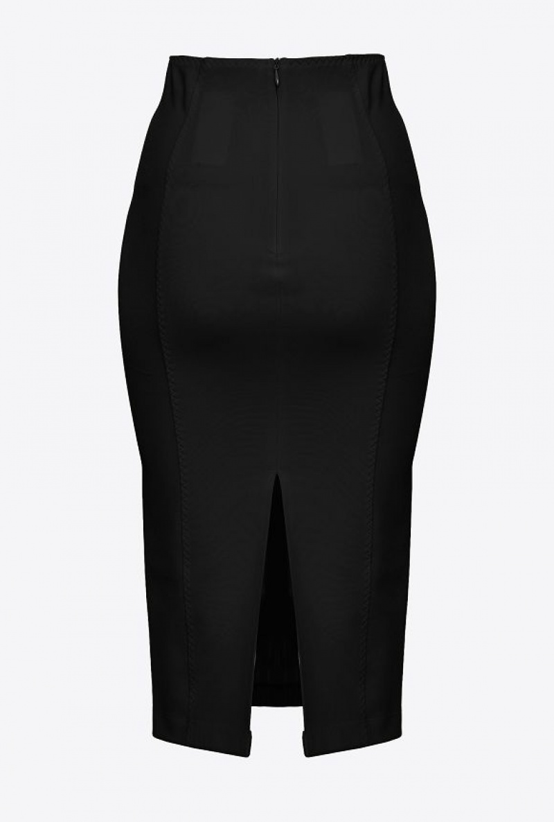 Pinko Calf-length Skirt With Slit Černé | SN-PKO34047