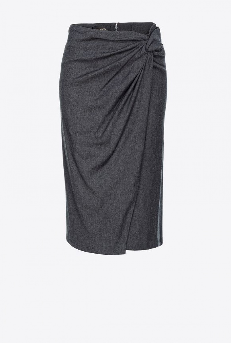 Pinko Calf-length Skirt With Twist Detail Tmavě Šedé | SN-PKO33814