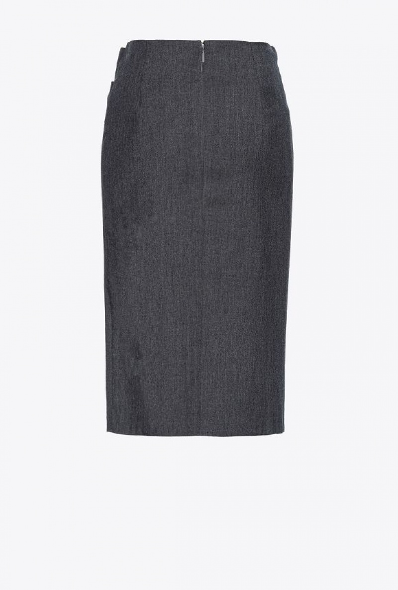 Pinko Calf-length Skirt With Twist Detail Tmavě Šedé | SN-PKO33814