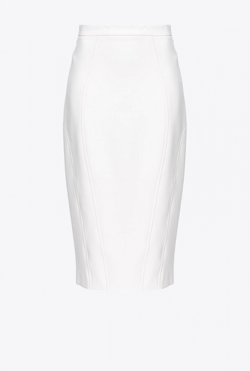 Pinko Calf-length Stretch Crepe Skirt Bílé | SN-PKO33940