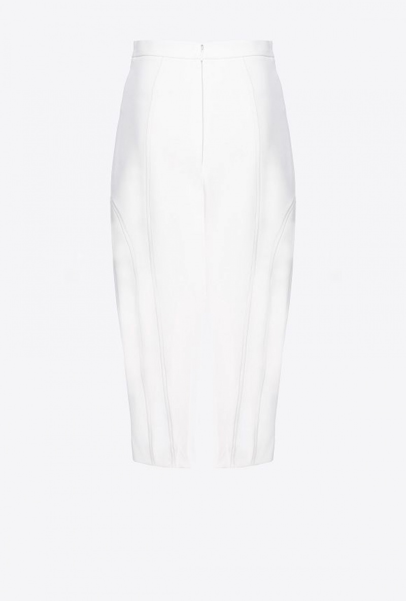 Pinko Calf-length Stretch Crepe Skirt Bílé | SN-PKO33940