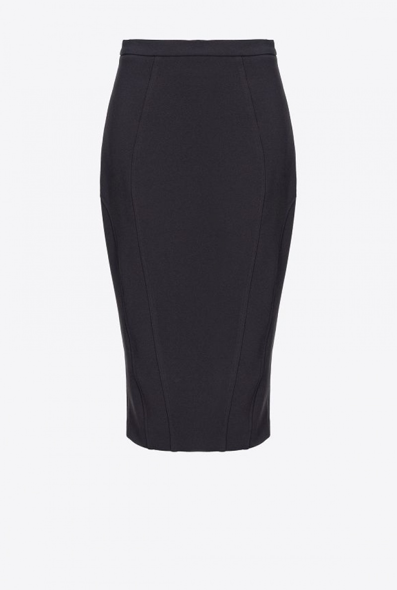 Pinko Calf-length Stretch Crepe Skirt Černé | SN-PKO33972