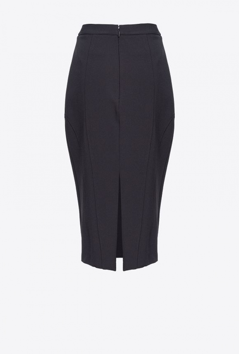 Pinko Calf-length Stretch Crepe Skirt Černé | SN-PKO33972