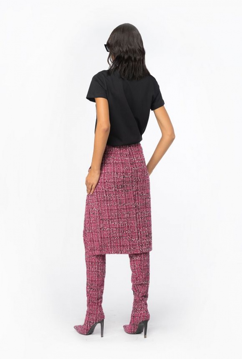 Pinko Calf-length Tweed Skirt Fuchsie Černé | SN-PKO33863