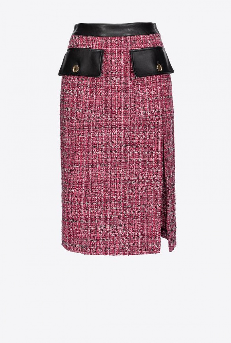 Pinko Calf-length Tweed Skirt Fuchsie Černé | SN-PKO33863