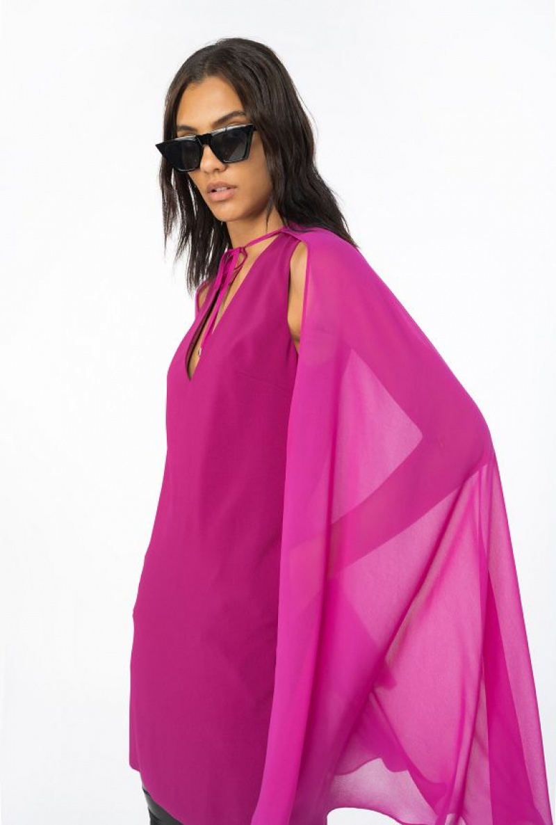 Pinko Cape-effect Mini Šaty Fialové | SN-PKO33012