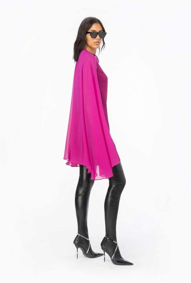 Pinko Cape-effect Mini Šaty Fialové | SN-PKO33012