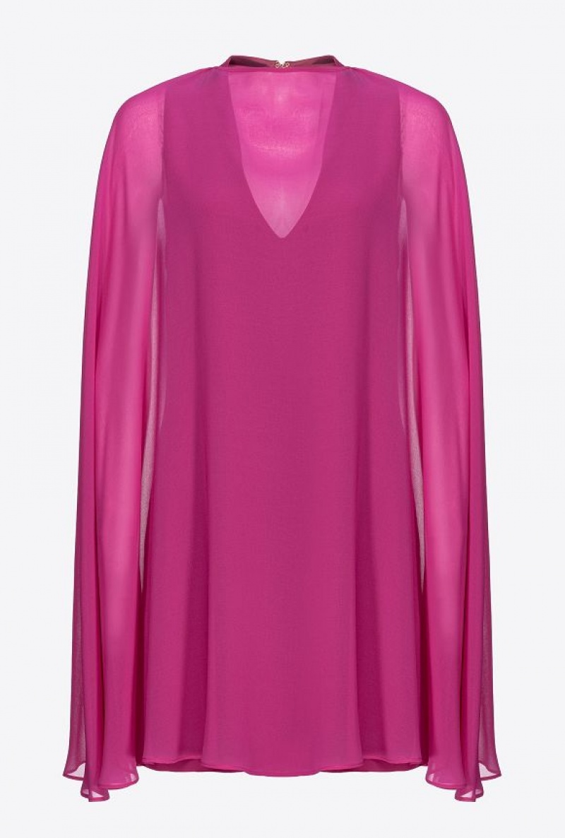 Pinko Cape-effect Mini Šaty Fialové | SN-PKO33012