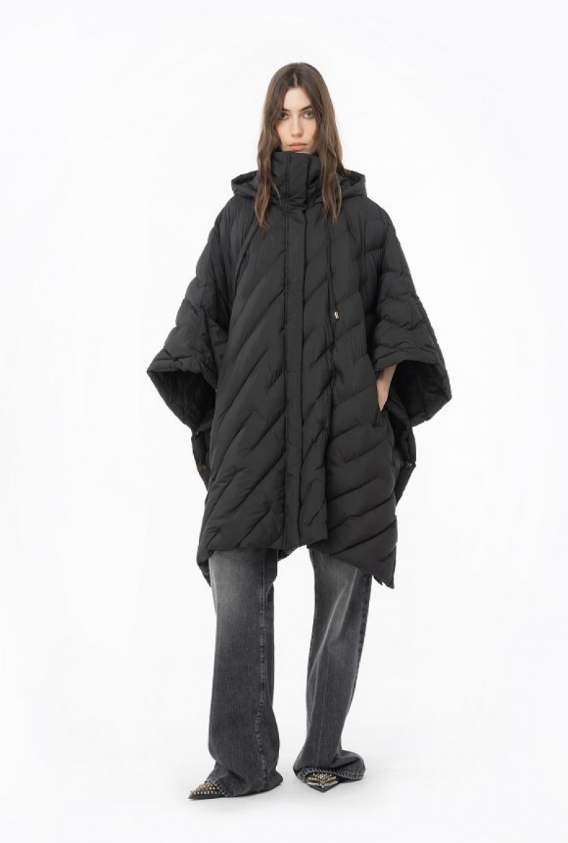 Pinko Cape-style Technical Platene Down Jacket Černé | SN-PKO33610