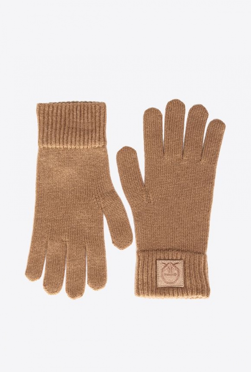 Pinko Cashmere Gloves Béžový Hnědé | SN-PKO34402