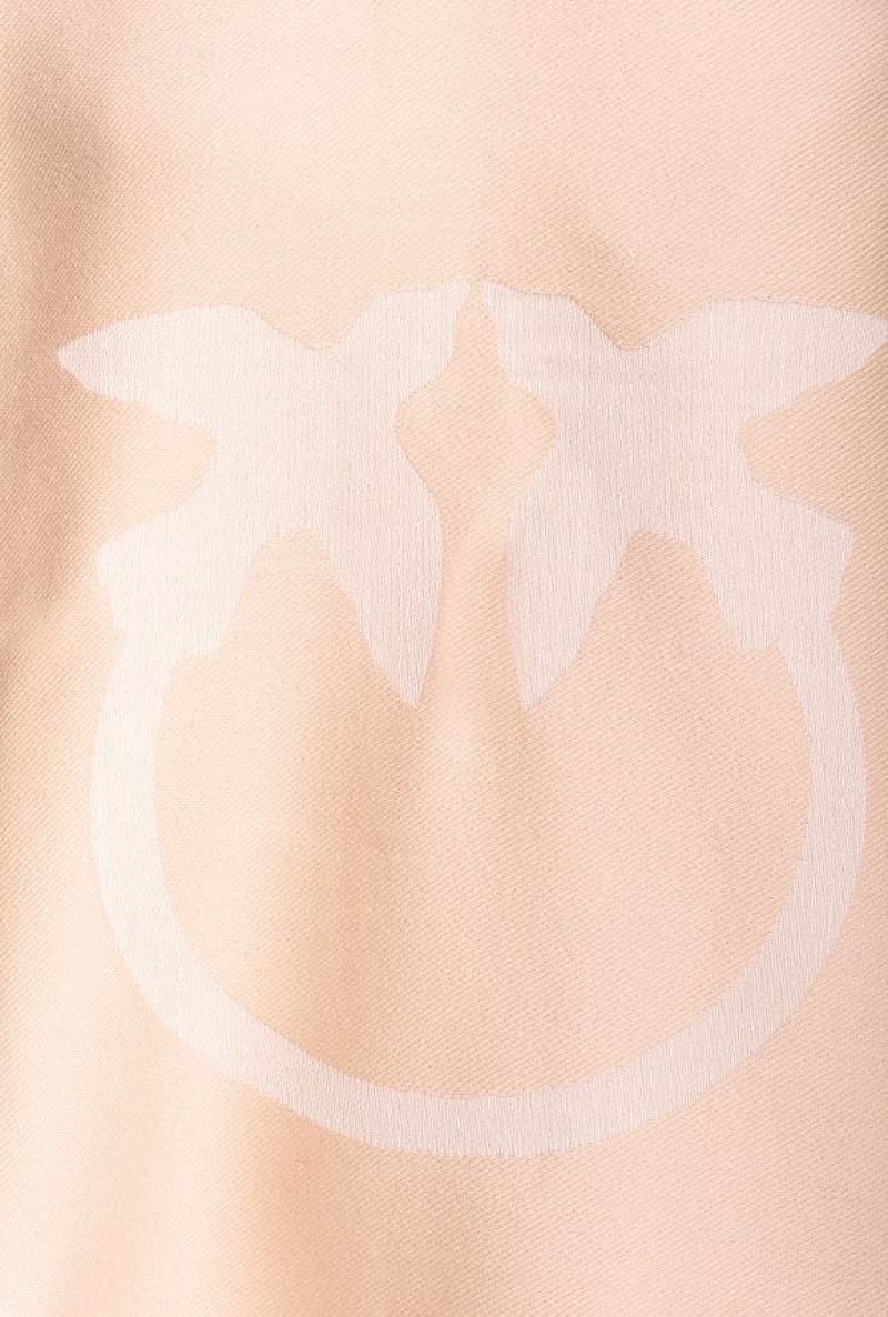 Pinko Cashmere Scarf With Large Love Birds Detail Bílé Káva | SN-PKO34392