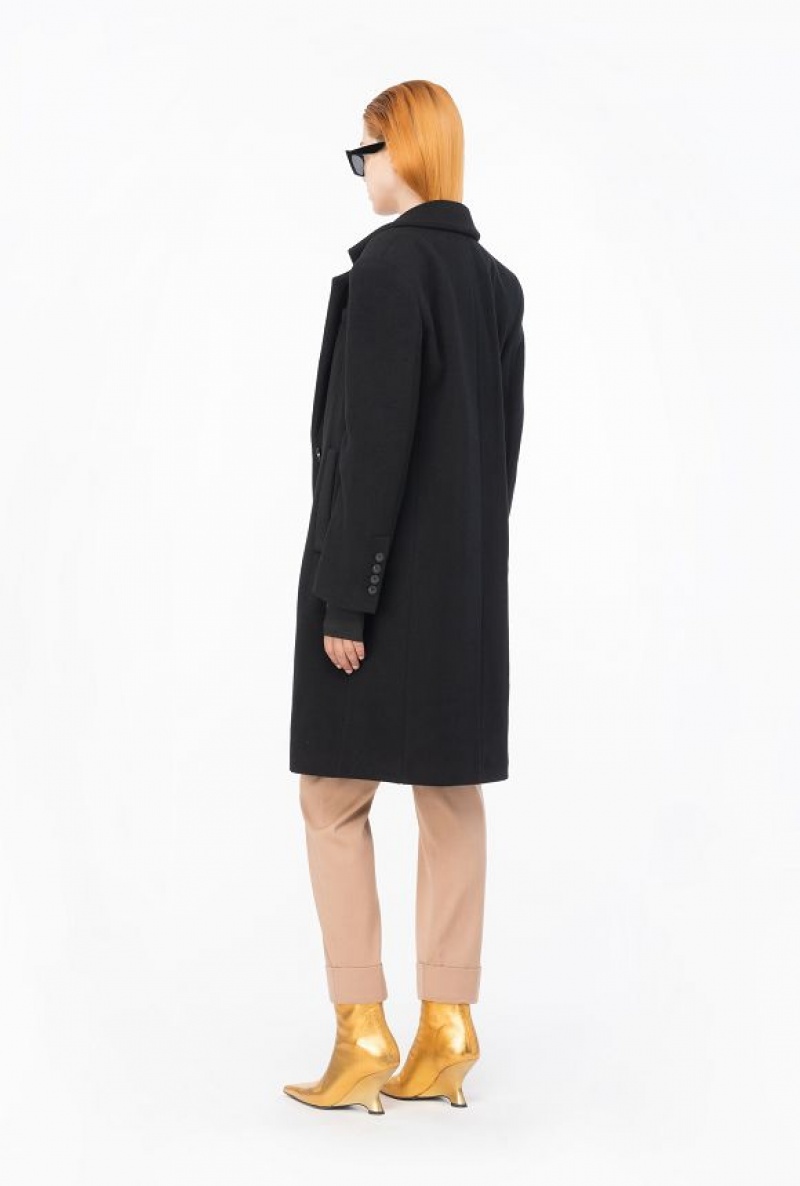 Pinko Cashmere-blend Cloth Coat Černé | SN-PKO33624