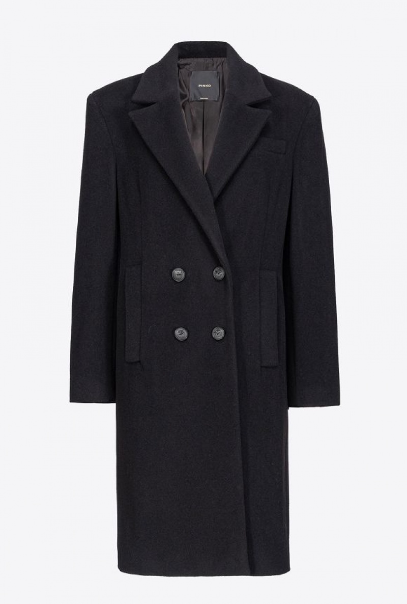 Pinko Cashmere-blend Cloth Coat Černé | SN-PKO33624