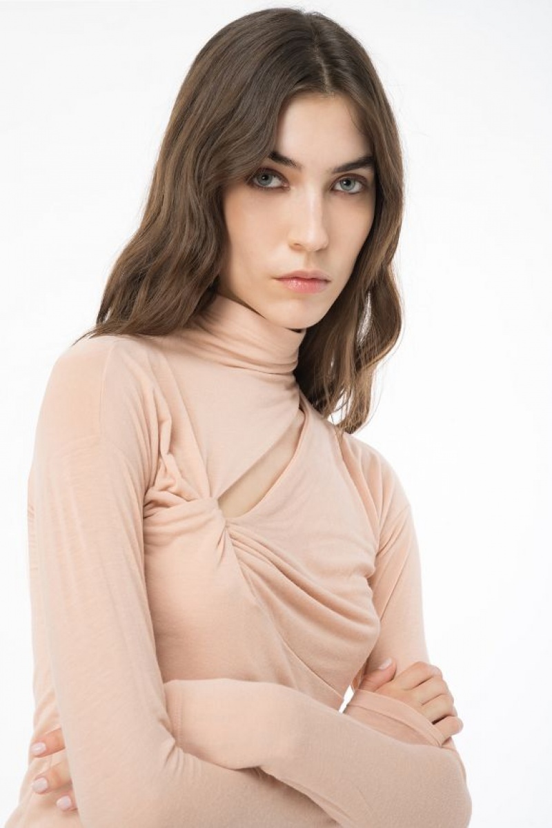 Pinko Cashmere-blend Svetrové With Cut-out Bílé Káva | SN-PKO33308