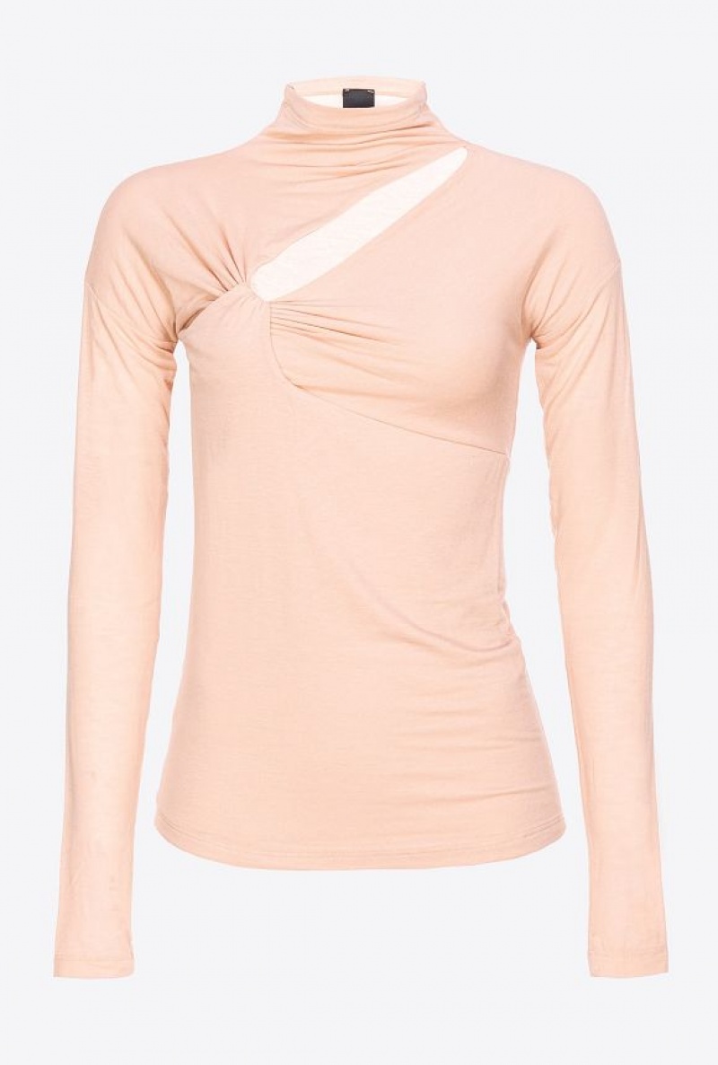 Pinko Cashmere-blend Svetrové With Cut-out Bílé Káva | SN-PKO33308