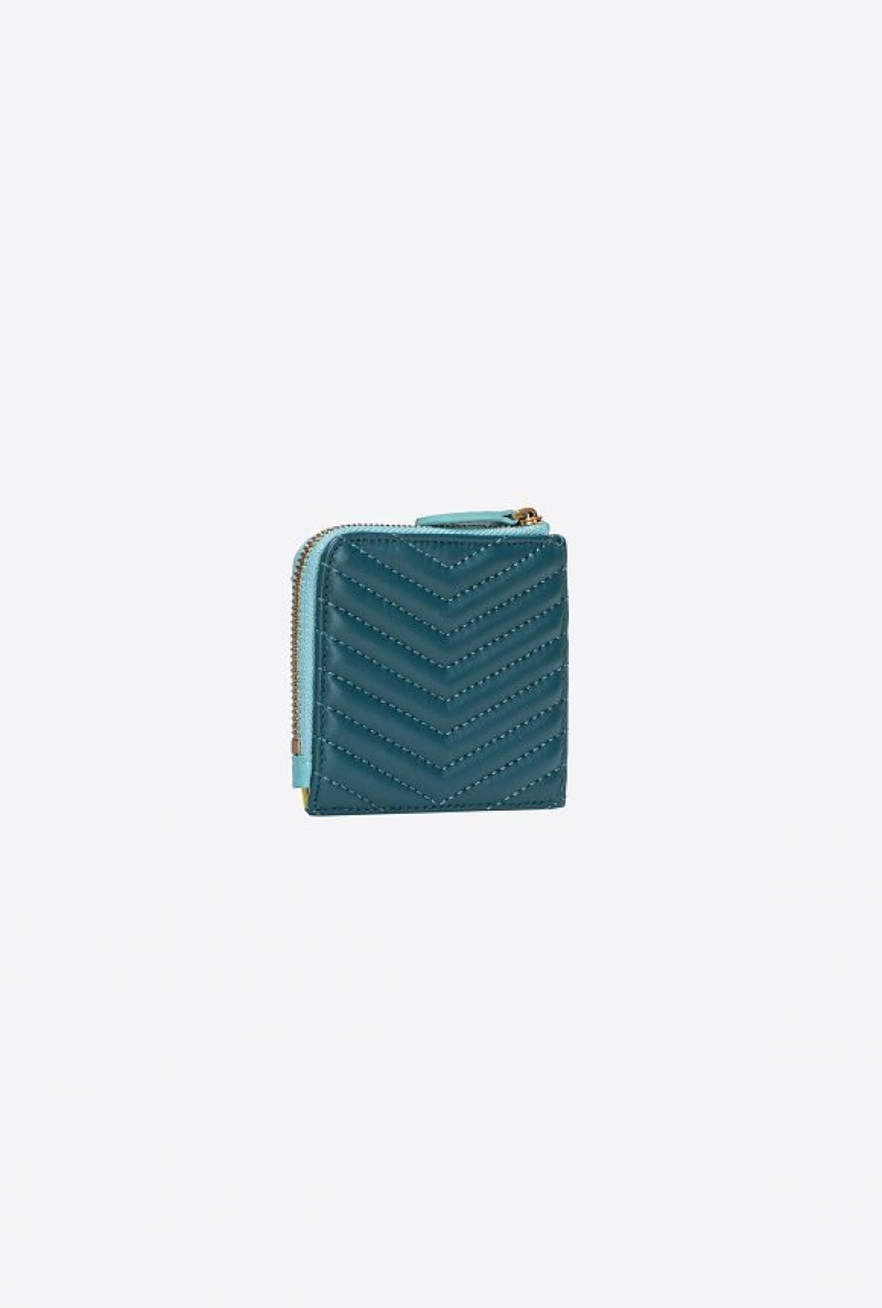 Pinko Chevron Mini Card Holder Zelene Žluté Světle Blankyt Zlaté | SN-PKO34344