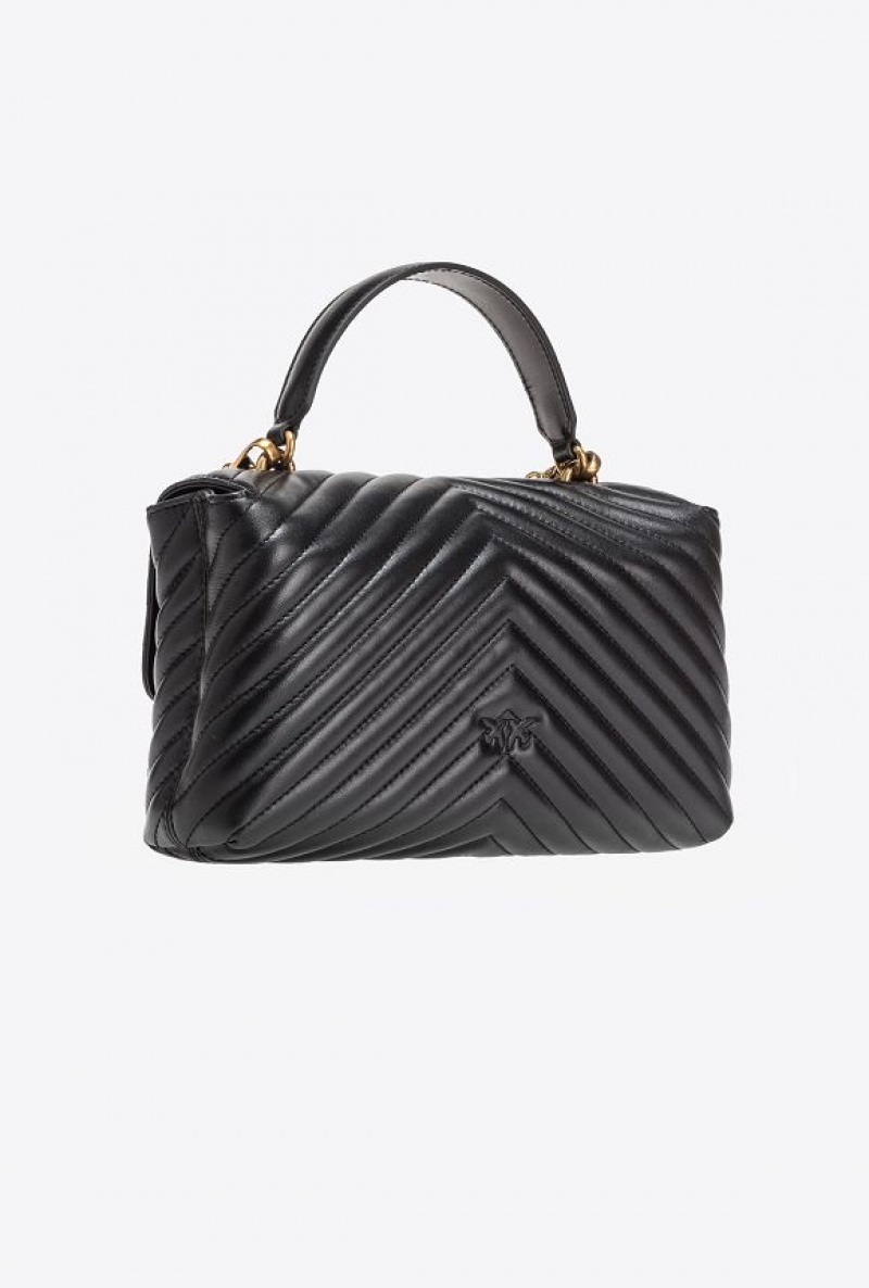 Pinko Classic Lady Love Bag Puff Chevron Černé Zlaté | SN-PKO32483