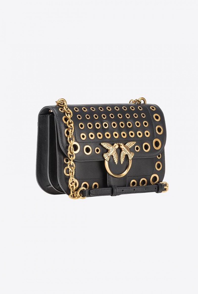 Pinko Classic Love Bag Bell With Metal Eyelets Černé Zlaté | SN-PKO32549