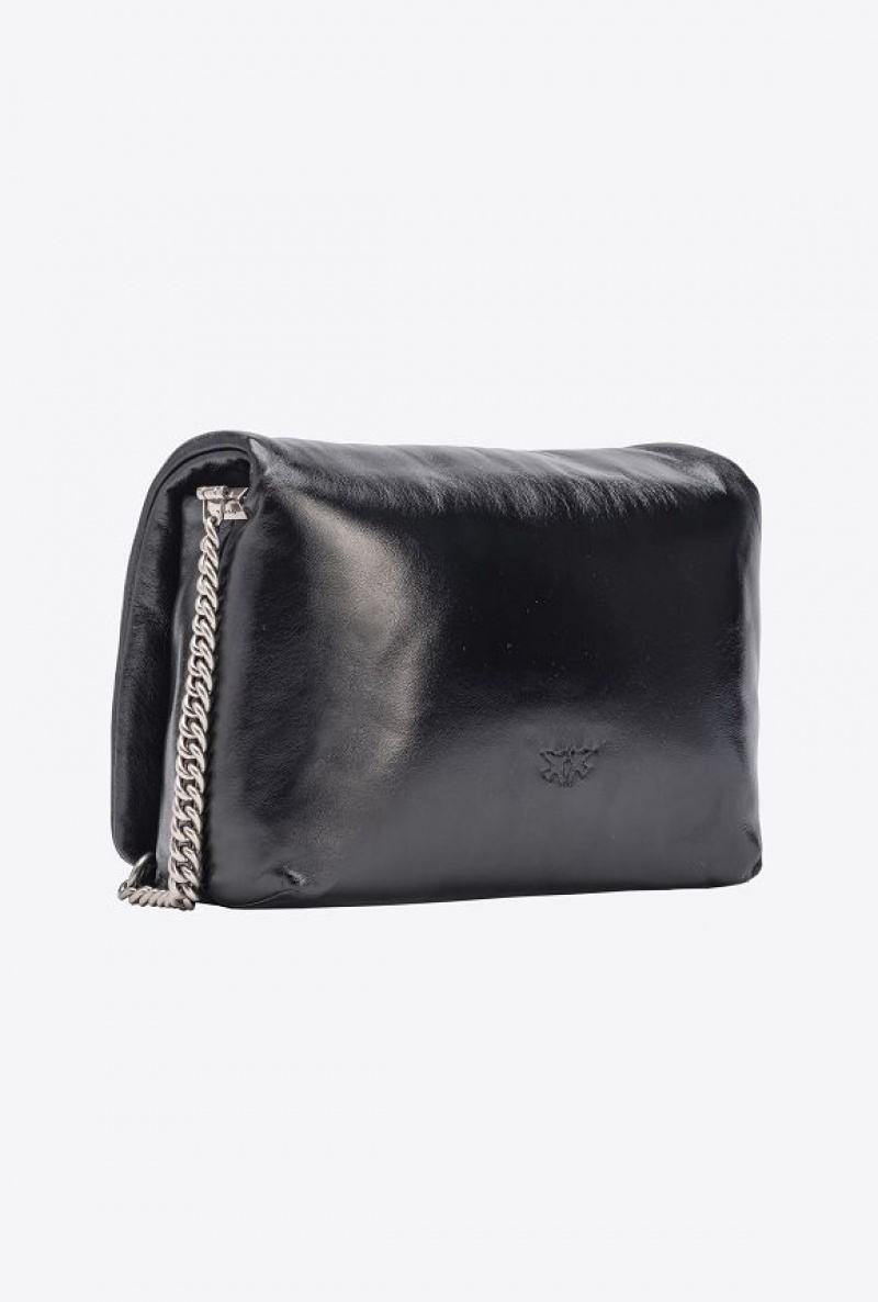 Pinko Classic Love Bag Click Puff Laminated Černé Stříbrné | SN-PKO32343