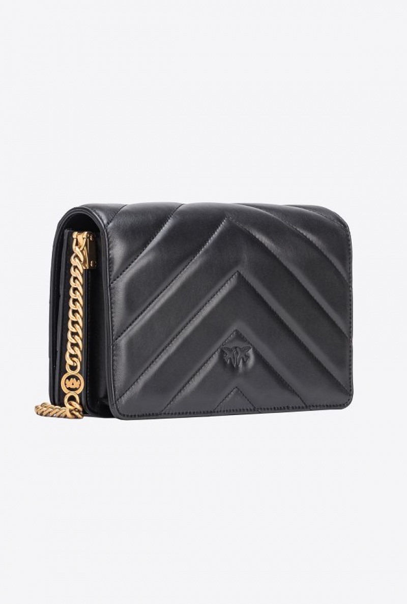 Pinko Classic Love Bag Click Big Chevron Černé Zlaté | SN-PKO32497