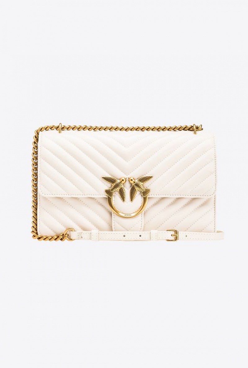 Pinko Classic Love Bag One Chevron Bílé Bílé Zlaté | SN-PKO32502