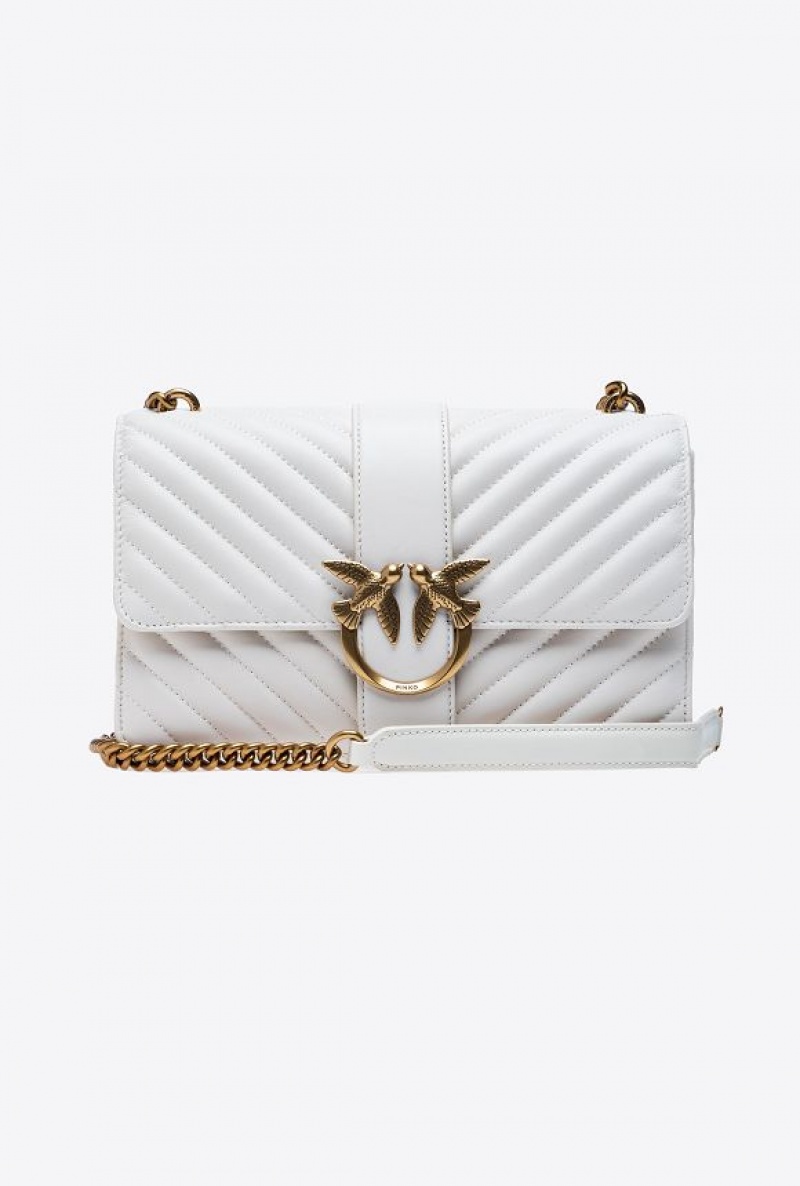 Pinko Classic Love Bag One Chevron Bílé Bílé Zlaté | SN-PKO32334