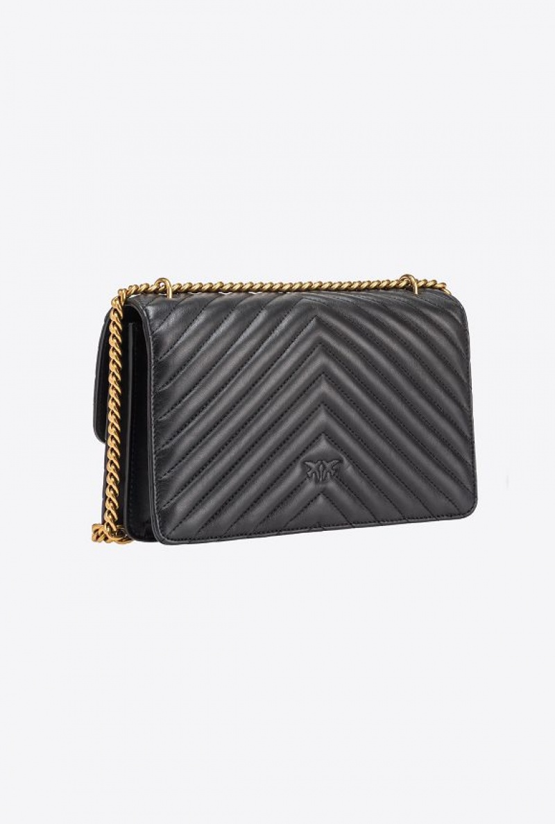 Pinko Classic Love Bag One Chevron Černé Zlaté | SN-PKO32501