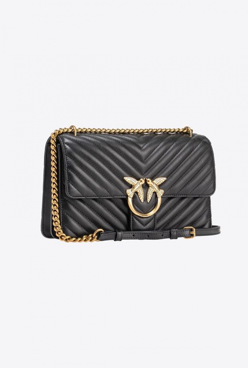 Pinko Classic Love Bag One Chevron Černé Zlaté | SN-PKO32501