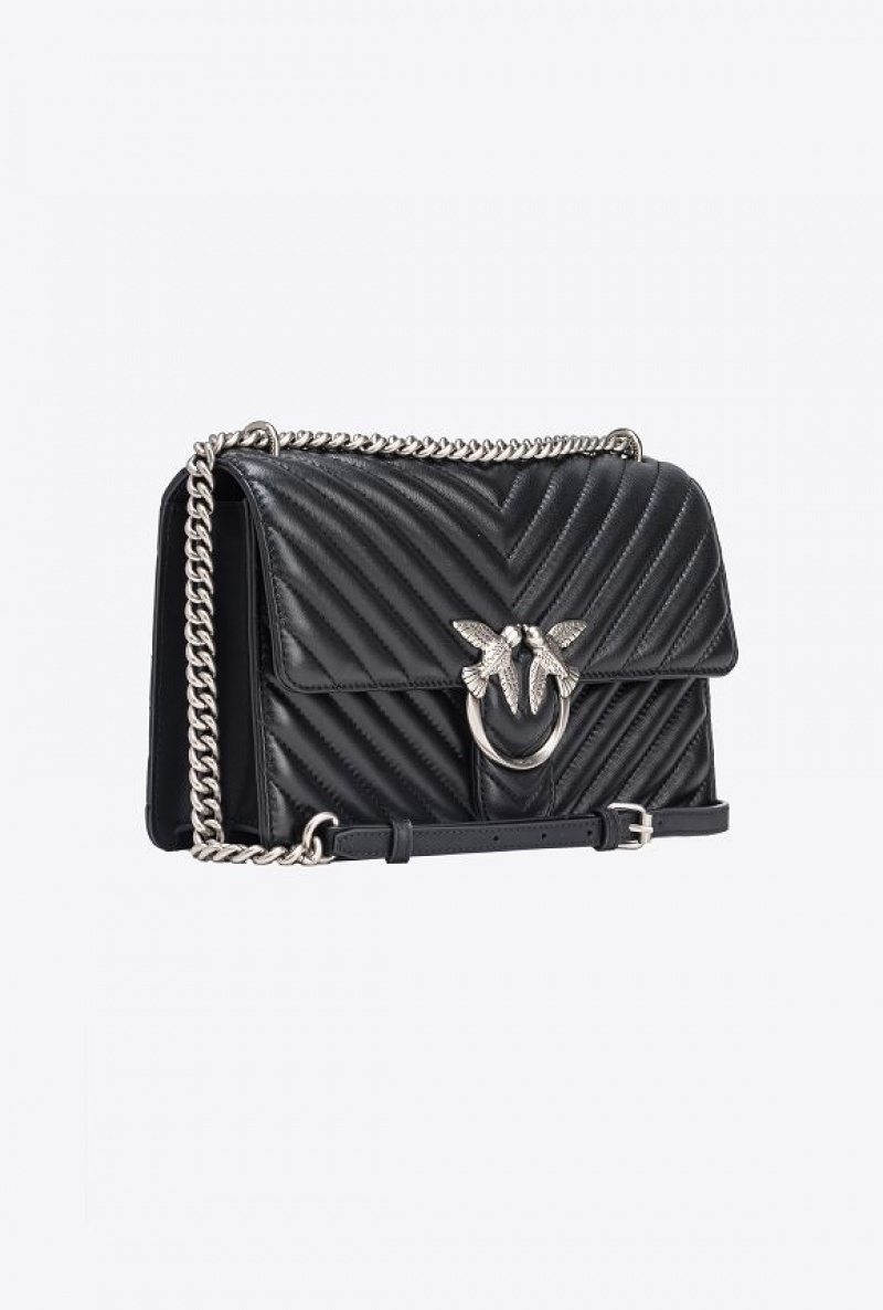 Pinko Classic Love Bag One Chevron Černé Stříbrné | SN-PKO32503