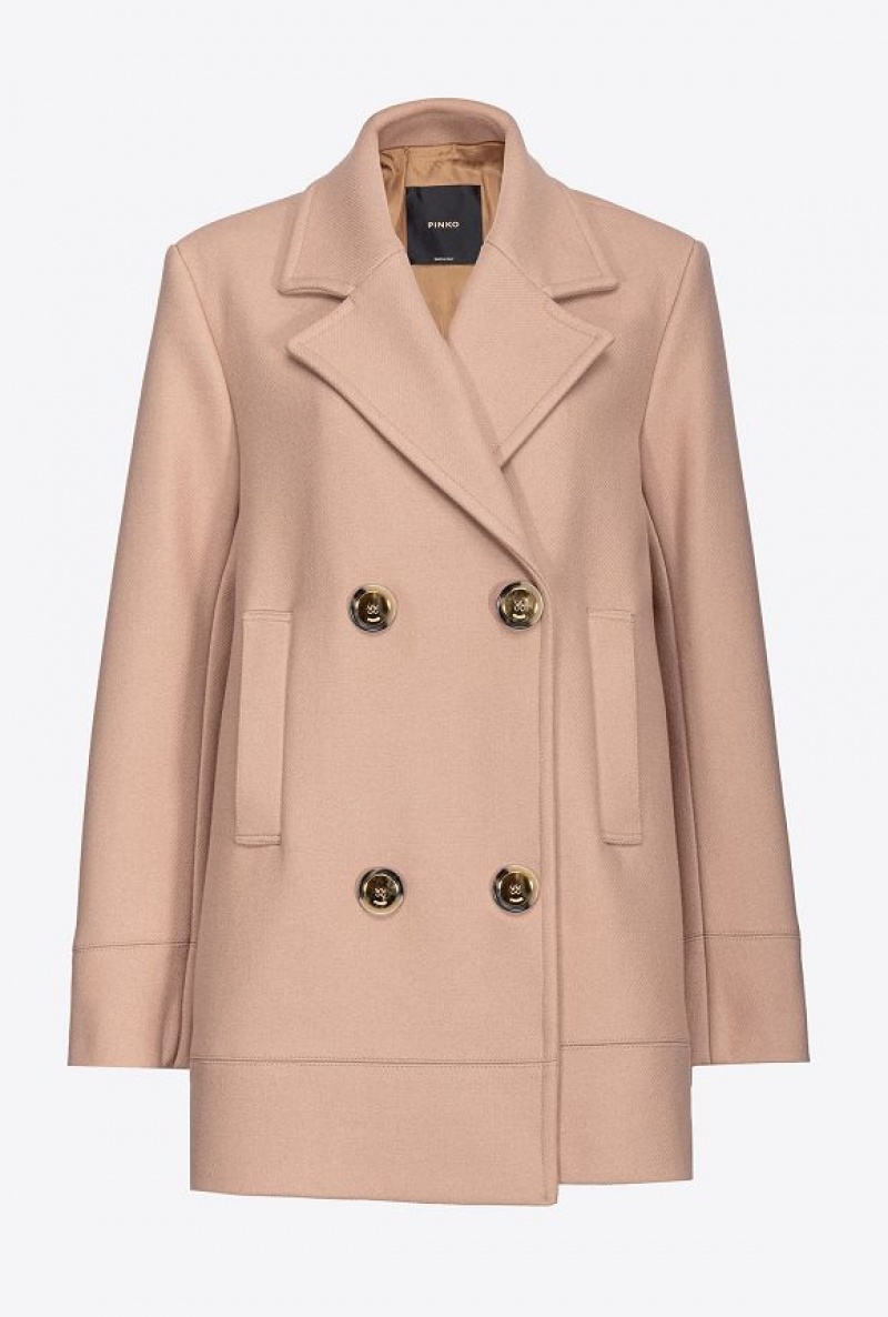 Pinko Cloth Pea Coat Béžový Hnědé | SN-PKO33584