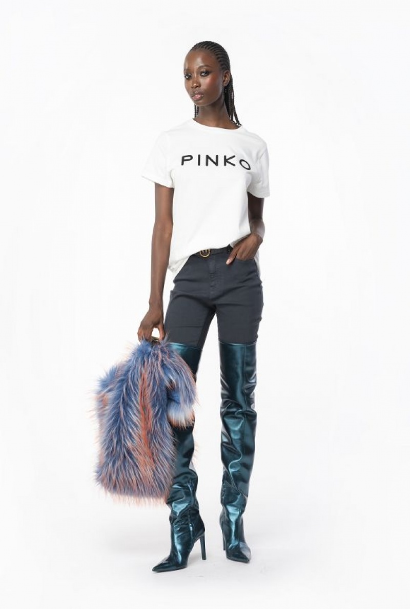 Pinko Coloured Stretch Bull Denim Hubená Jeans Šedé | SN-PKO34024