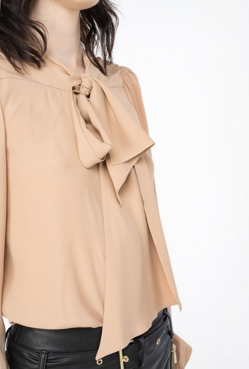 Pinko Crepe De Chine Blouse With Sash Růžové | SN-PKO33199