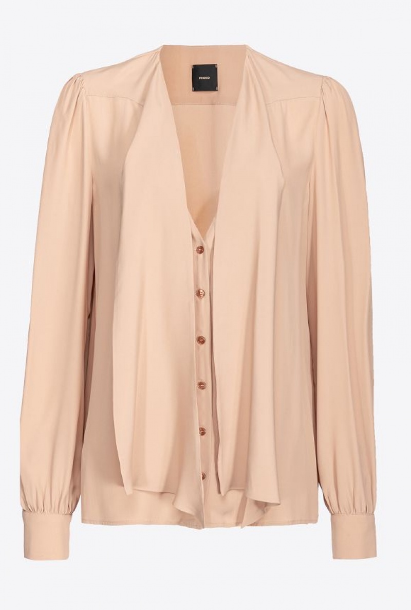 Pinko Crepe De Chine Blouse With Sash Růžové | SN-PKO33199