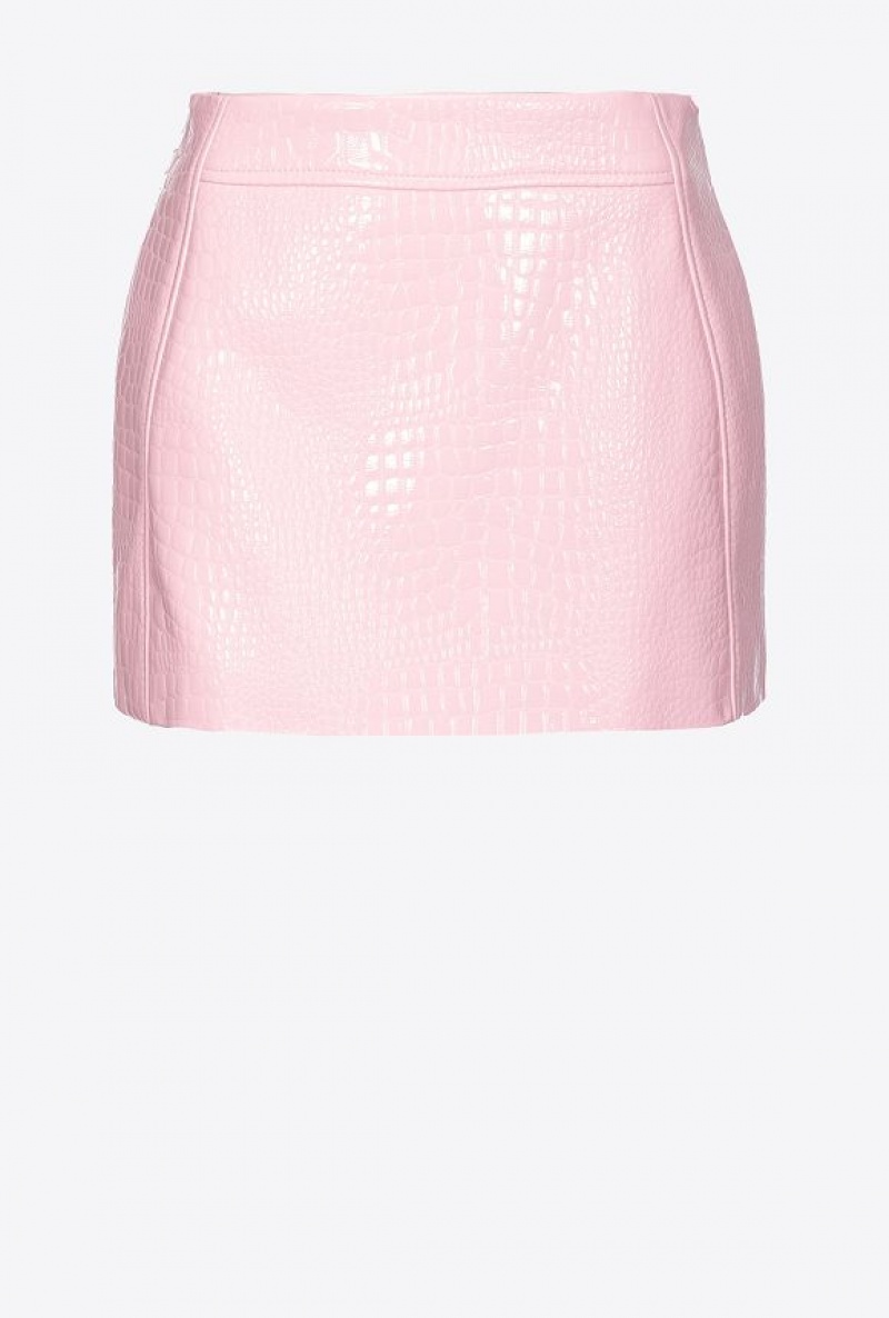 Pinko Crocodile-print Mini Skirt Růžové | SN-PKO34097