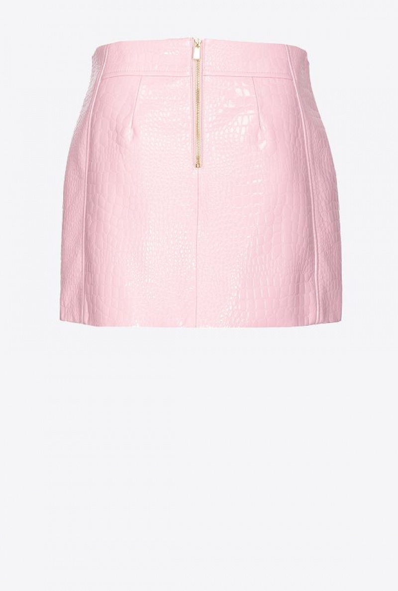 Pinko Crocodile-print Mini Skirt Růžové | SN-PKO34097