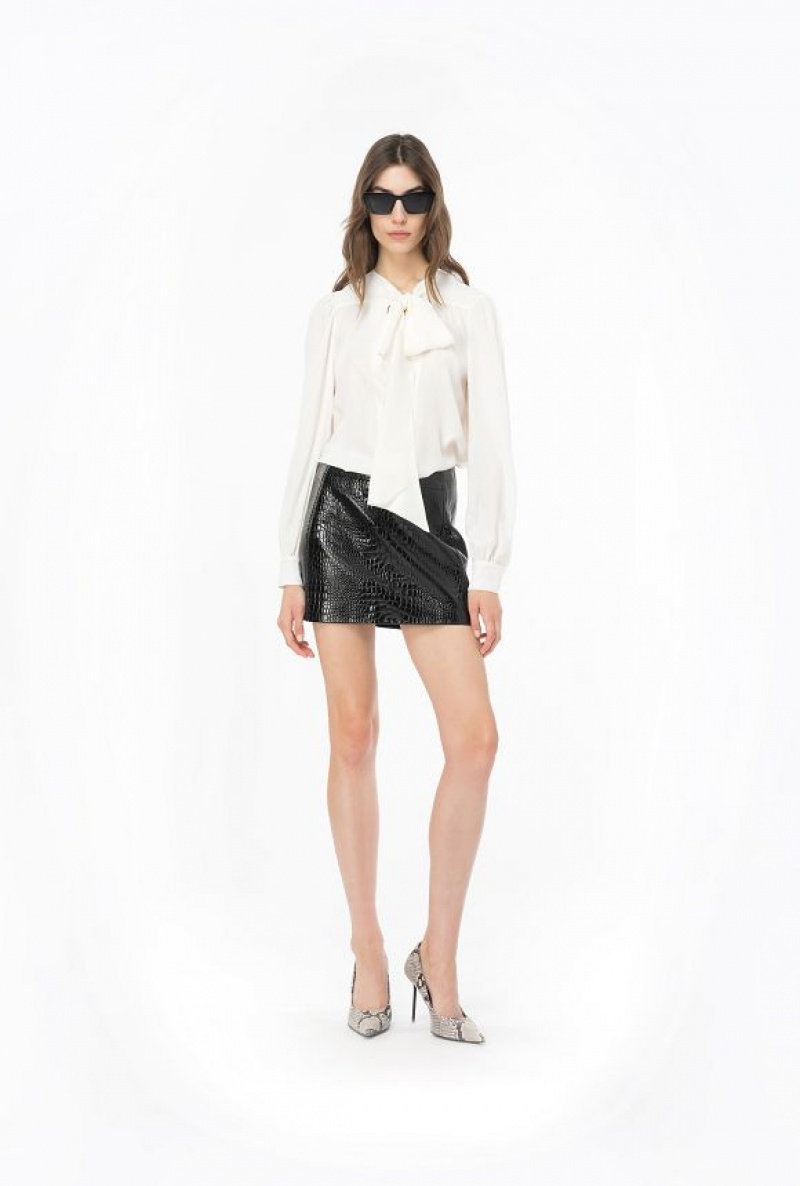 Pinko Crocodile-print Mini Skirt Černé | SN-PKO34102