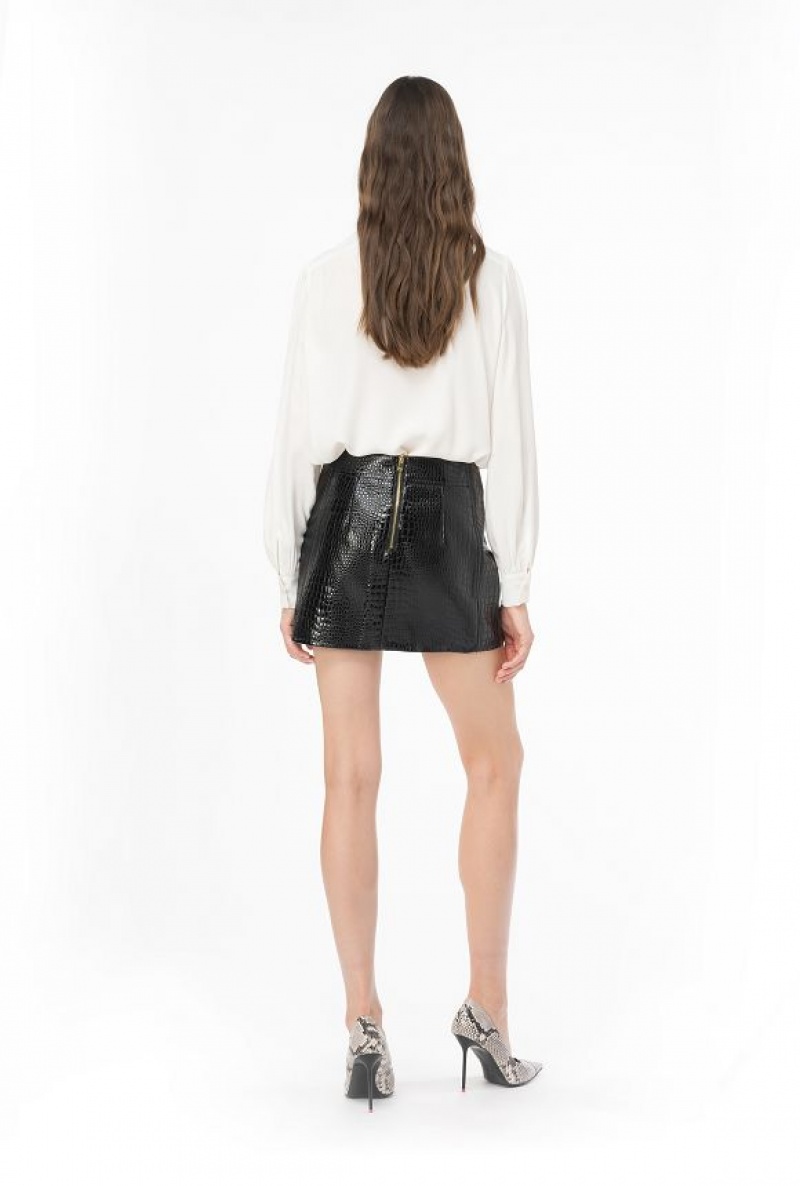 Pinko Crocodile-print Mini Skirt Černé | SN-PKO34102