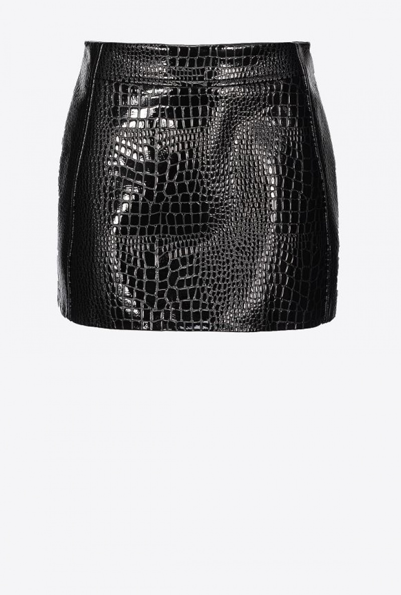 Pinko Crocodile-print Mini Skirt Černé | SN-PKO34102