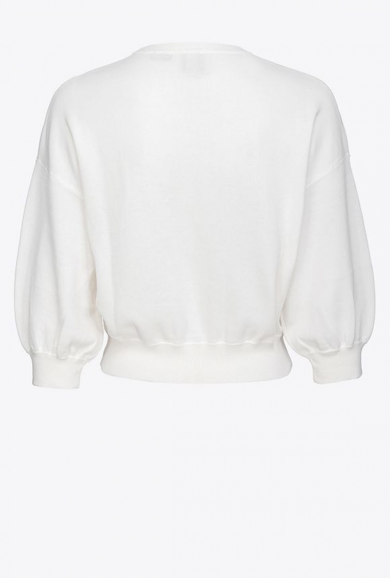 Pinko Cropped Love Birds Sweatshirt Bílé | SN-PKO33511