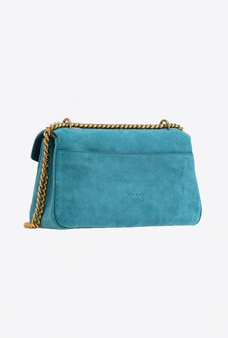 Pinko Cupido Bag Baguette In Semišové Blankyt Zlaté | SN-PKO32450